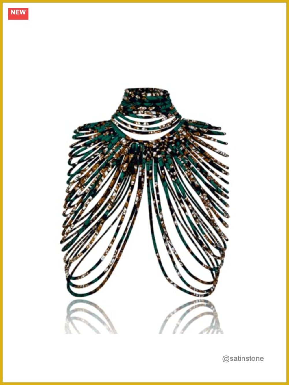 African Ankara Shawl Necklace Set Cotton Multi-Strand Statement Jewelry